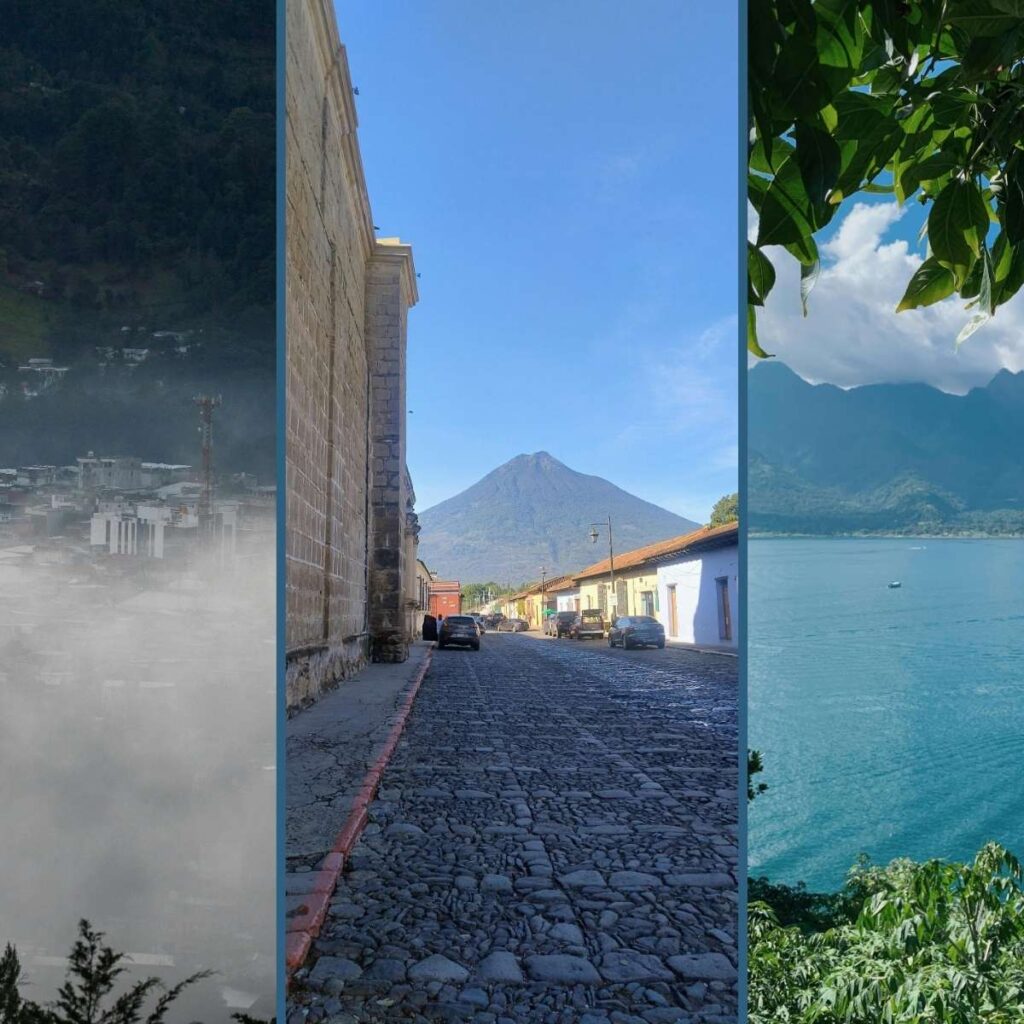 Diverse microclimates in Guatemala from highland cities to volcanic regions and lakes highlighting unique coffee growing environments