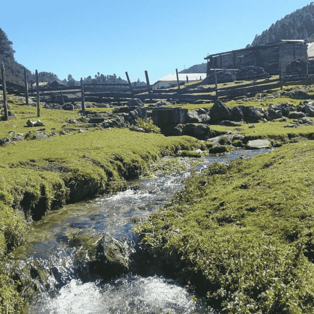 Remote highland landscape in Huehuetenango showcasing pristine water sources and extreme elevations ideal for specialty coffee cultivation