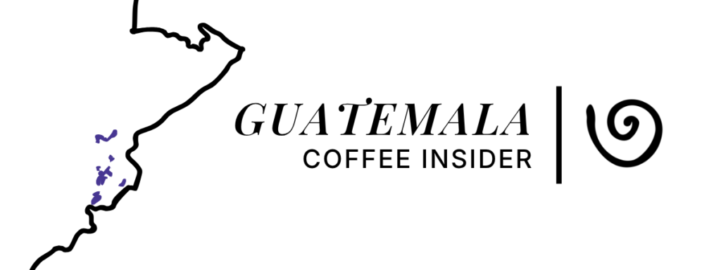 Guatemala Coffee Insider logo – outline map of Guatemala highlighting coffee regions, brand identity for specialty coffee insights from Nuevo Oriente and Olopa Chiquimula